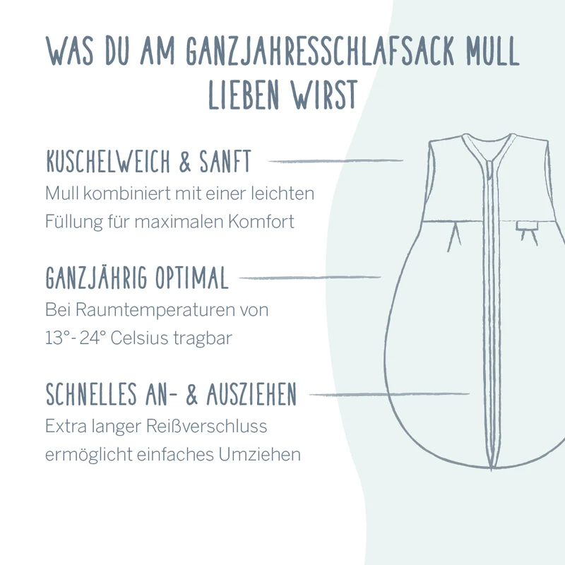 Ganzjahresschlafsack Mull - Fox Glove