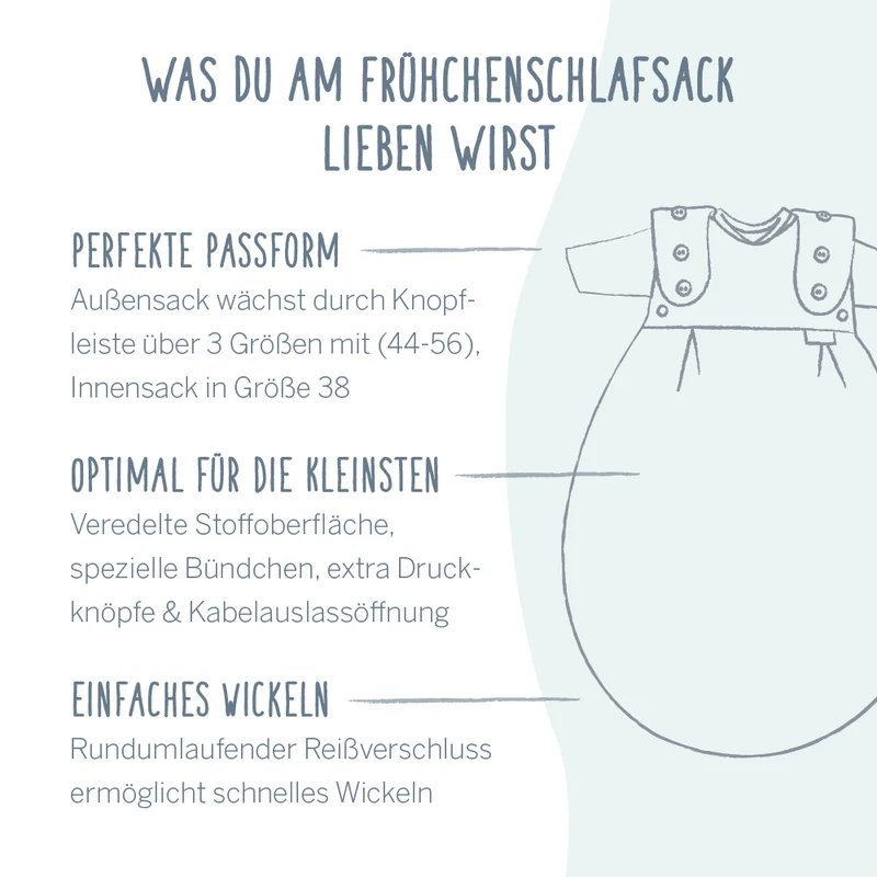 Frühchenschlafsack Außensack (Jersey) - bleu Stripe