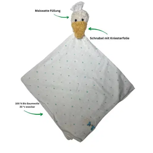 Bio Schmusetuch Gans – personalisierbar, GOTS zertifiziert