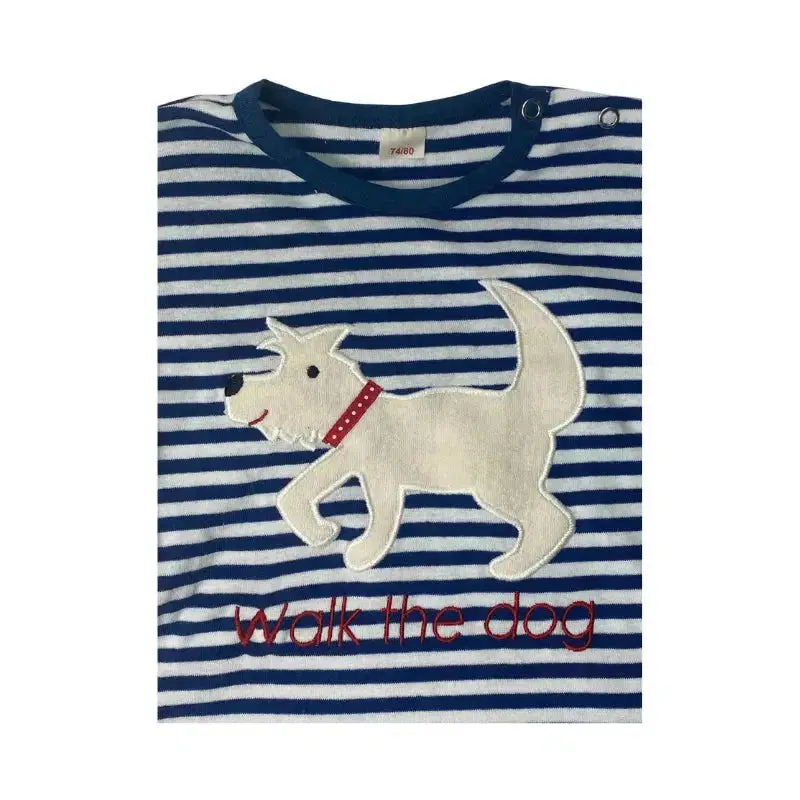 Bio Kinder Langarmshirt Hund aus Bio-Baumwolle, Feinripp, GOTS