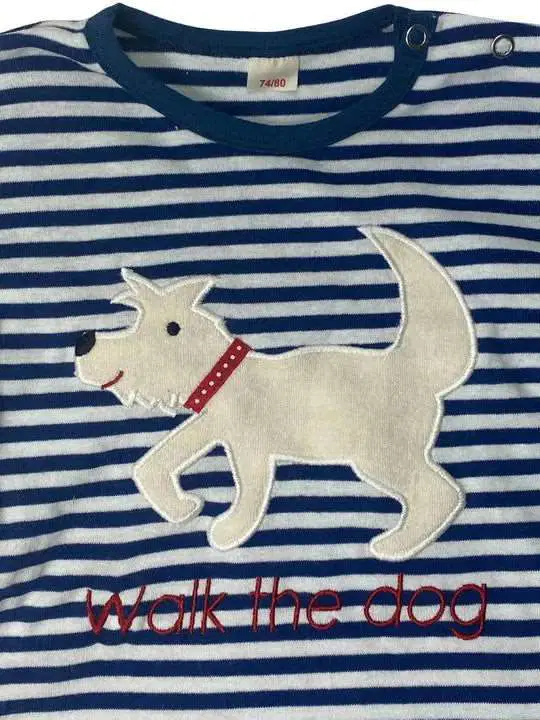 Bio Kinder Langarmshirt Hund aus Bio-Baumwolle, Feinripp, GOTS