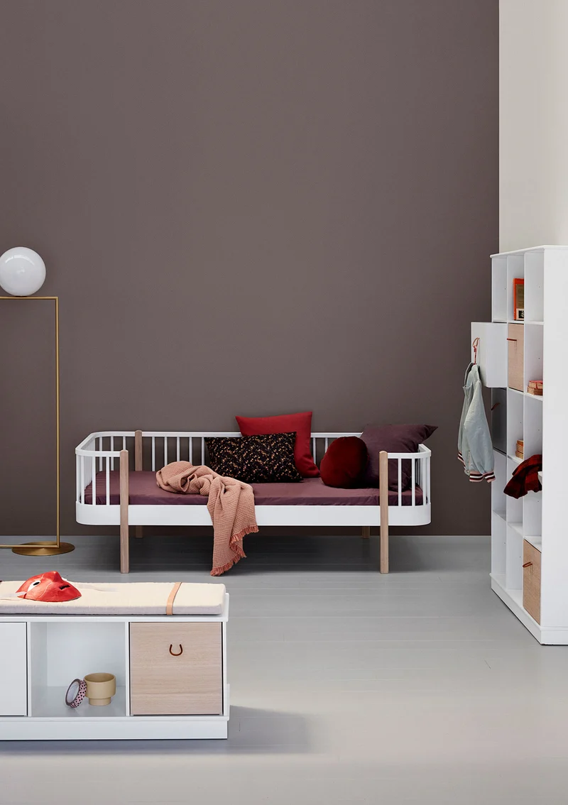 Bettsofa 'Wood Original' weiß / Eiche 200 x 90 cm