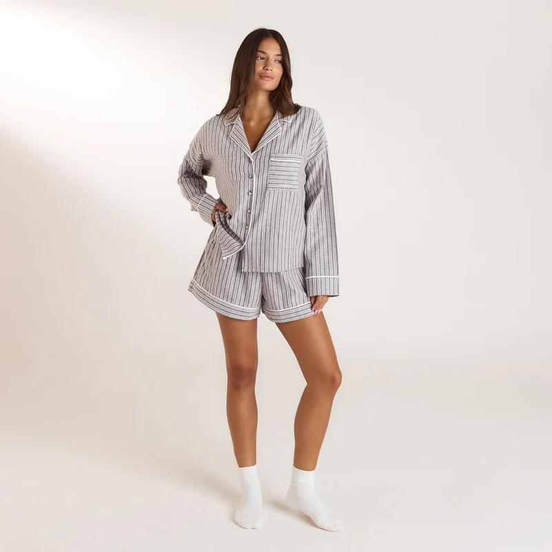 Stripe Pyjamahemd - Schokolade