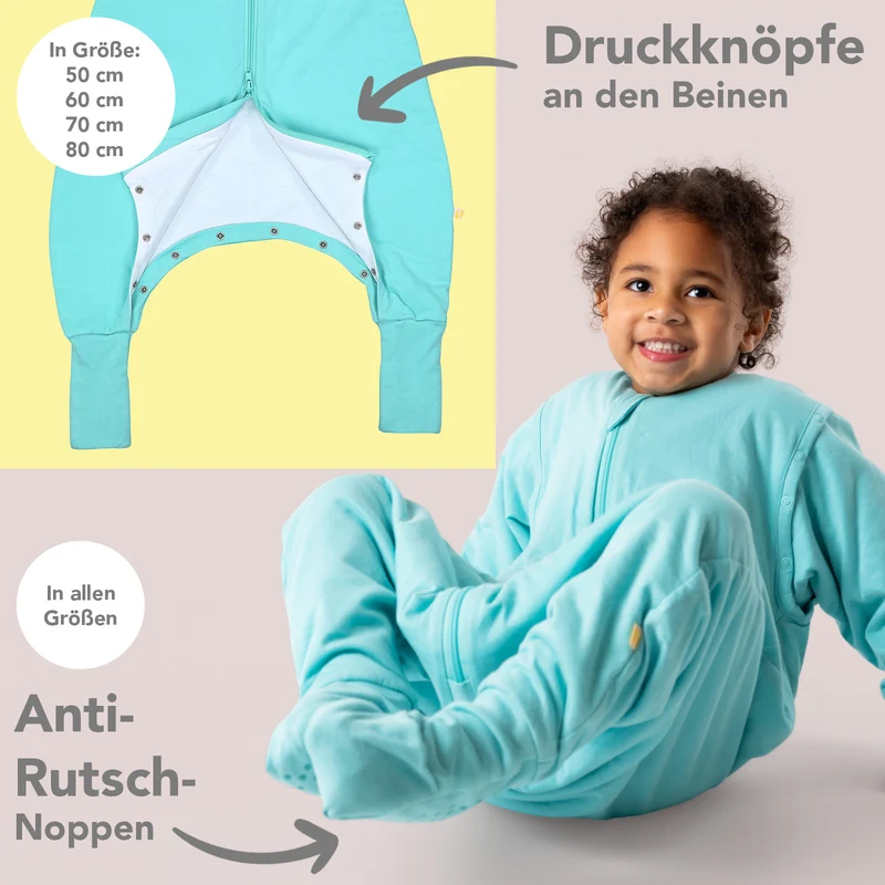 Schlafsack mit Füßen, umklappbaren Bündchen und Ärmeln, 1.0 TOG