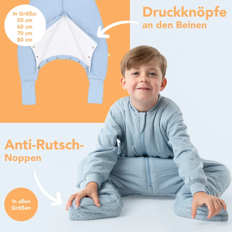 Schlafsack mit Füßen, umklappbaren Bündchen und Ärmeln, 1.0 TOG