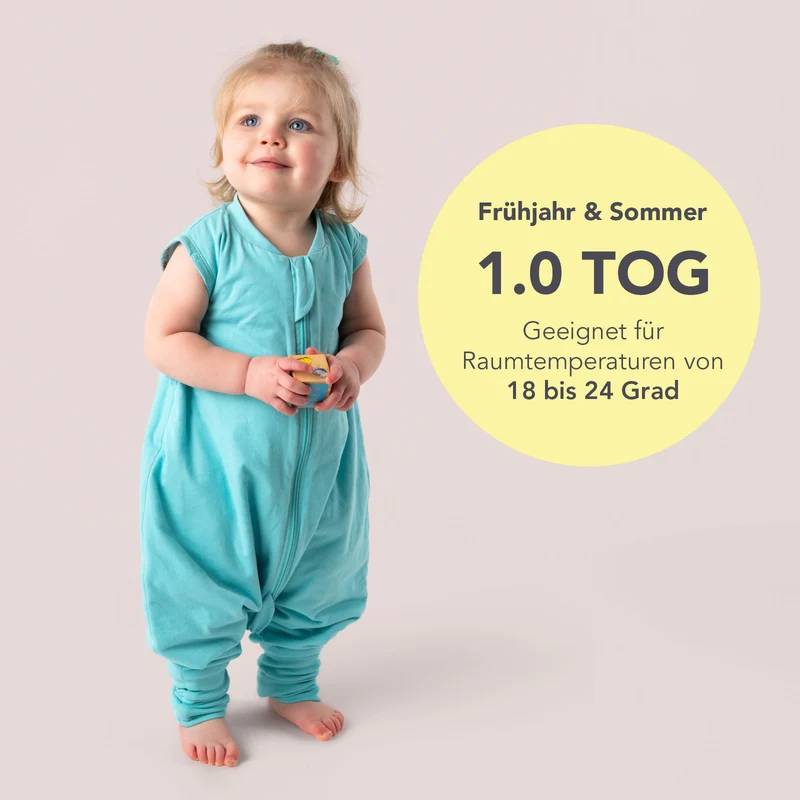 Schlafsack mit Füßen, umklappbaren Bündchen und Ärmeln, 1.0 TOG