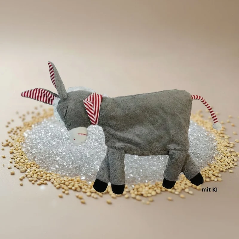 Bio Kuschelkissen Esel aus Baumwolle – Spelzfüllung, Bio