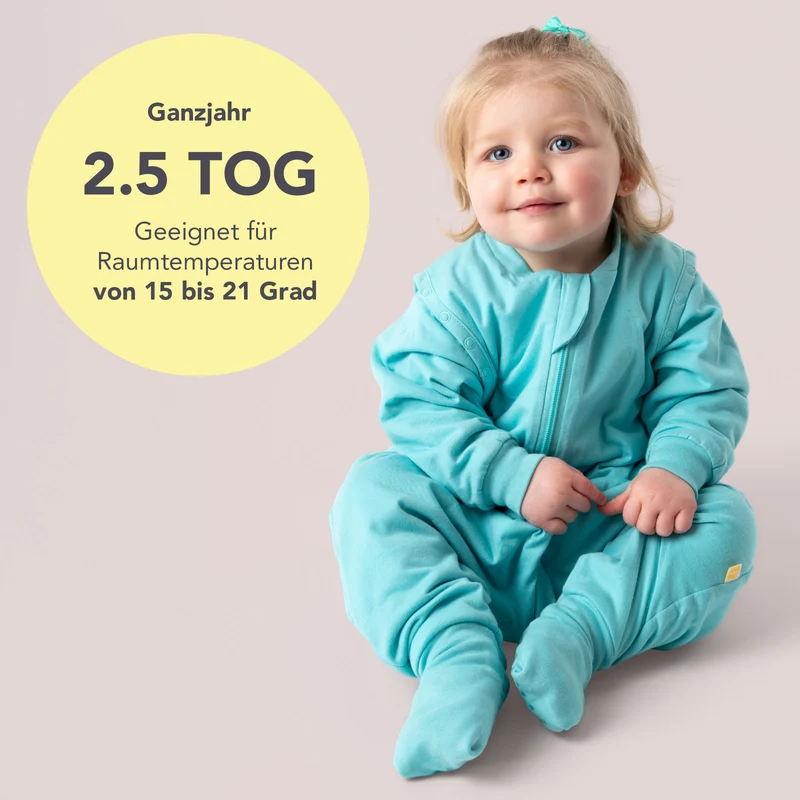Schlafsack mit Füßen und umklappbaren Bündchen, 2.5 TOG