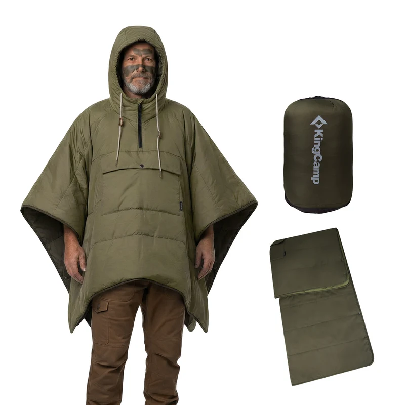 MURANO 180 Wearable 3-in-1 Convertible Camping Poncho with Kangaroo Pocket