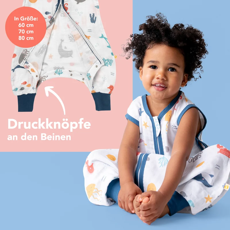 Musselin Schlafsack mit Füßen, 0.5 TOG