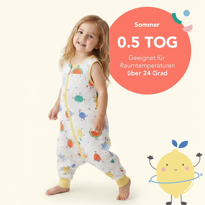 Musselin Schlafsack mit Füßen, 0.5 TOG