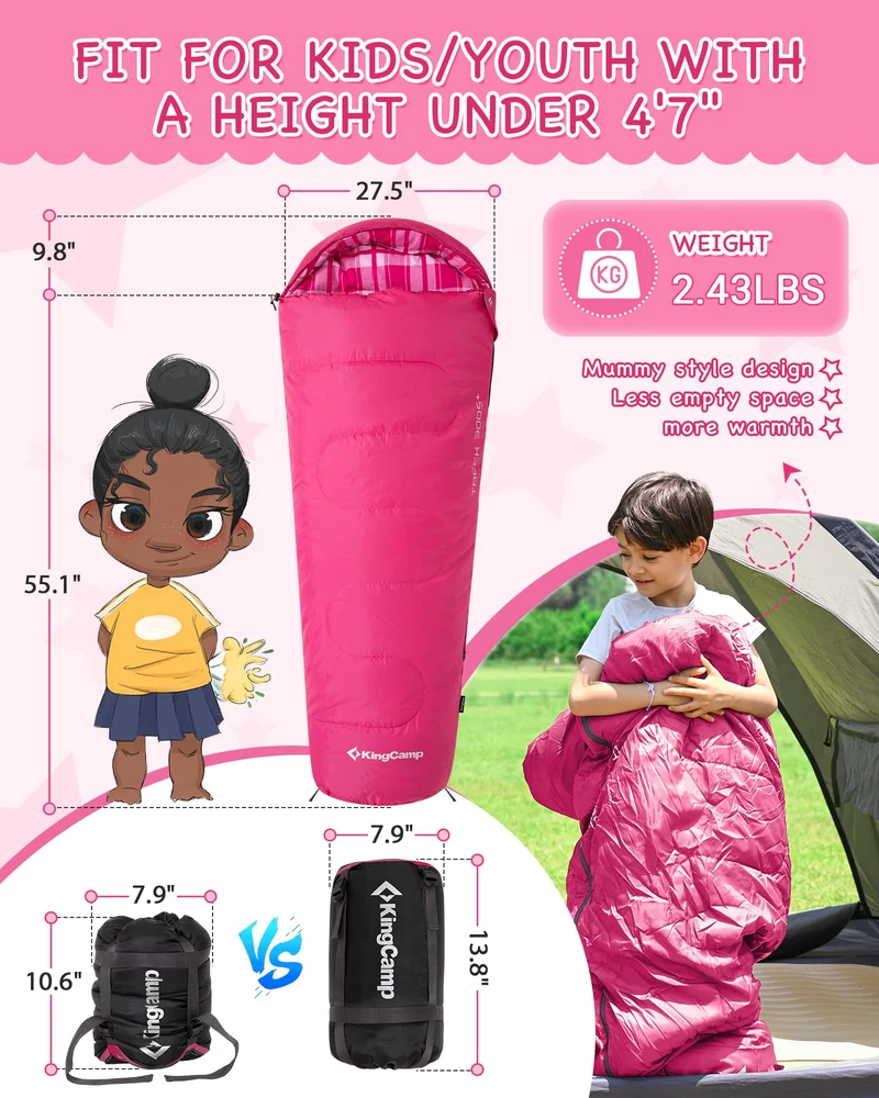 KingCamp Treck 300S+ Kids Mummy Sleeping Bag