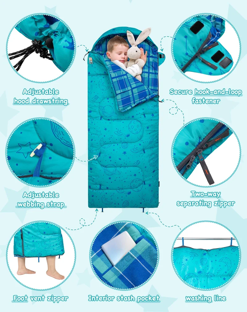 Galaxy Zoo C 300 Kids Sleeping Bag Adjustable Length