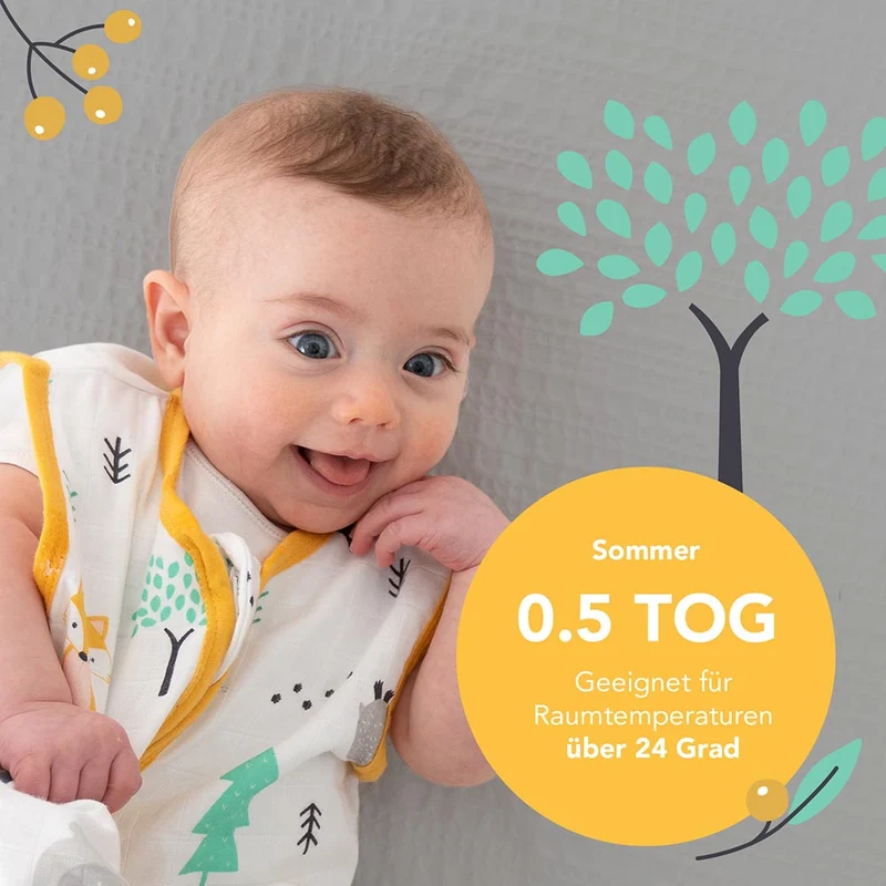 Musselin Babyschlafsack, 0.5 TOG