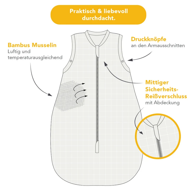 Musselin Babyschlafsack, 0.5 TOG