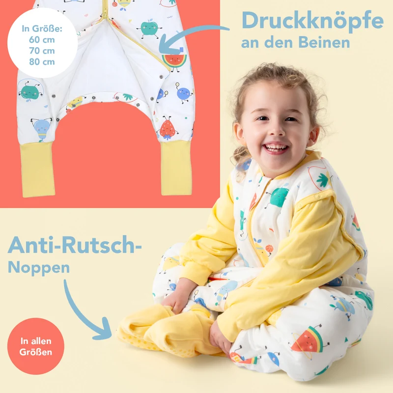 Schlafsack mit Füßen und umklappbaren Bündchen, 2.5 TOG