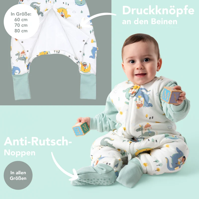 Schlafsack mit Füßen und umklappbaren Bündchen, 2.5 TOG