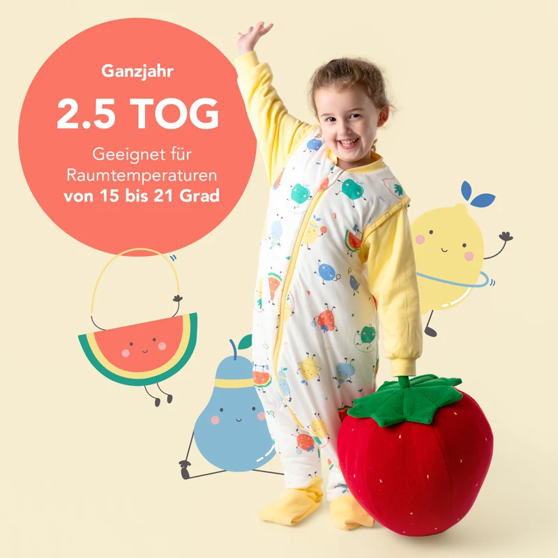 Schlafsack mit Füßen und umklappbaren Bündchen, 2.5 TOG
