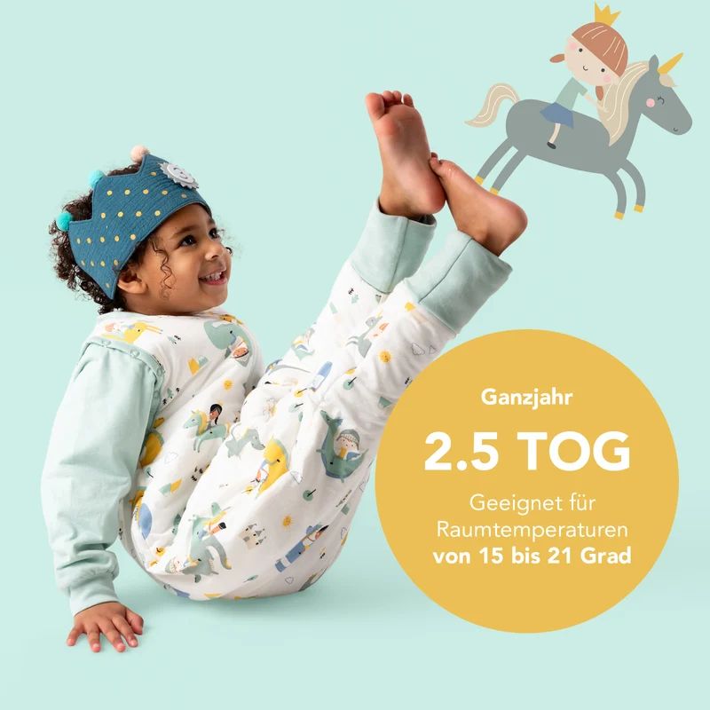 Schlafsack mit Füßen und umklappbaren Bündchen, 2.5 TOG
