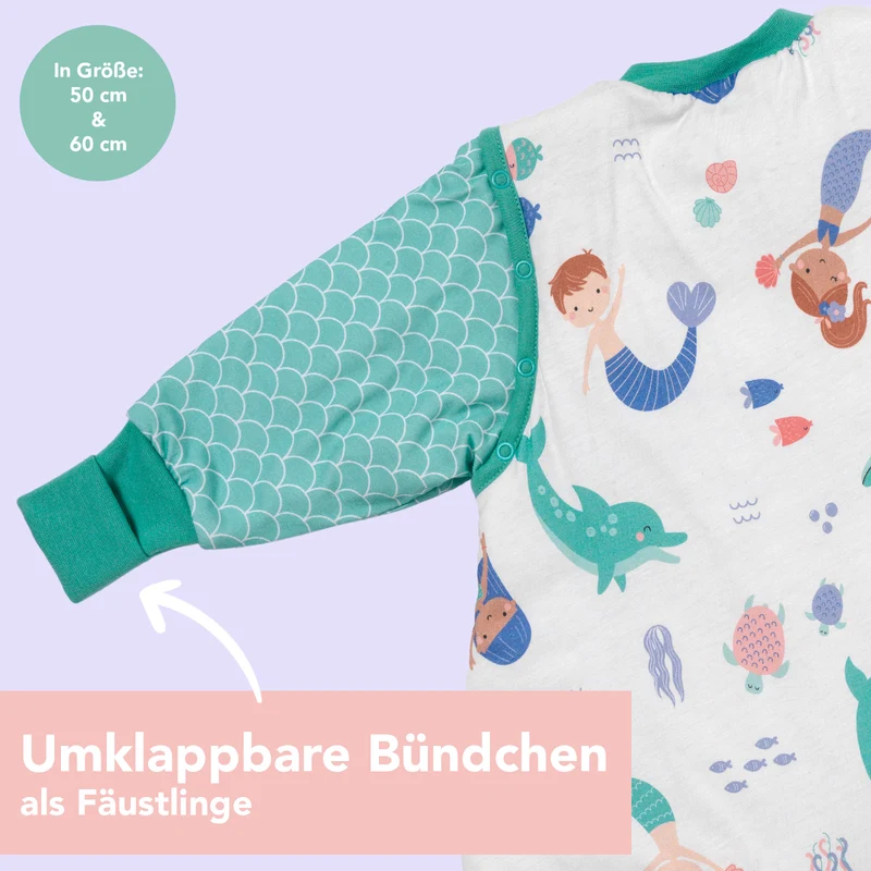 Schlafsack mit Füßen und umklappbaren Bündchen, 2.5 TOG