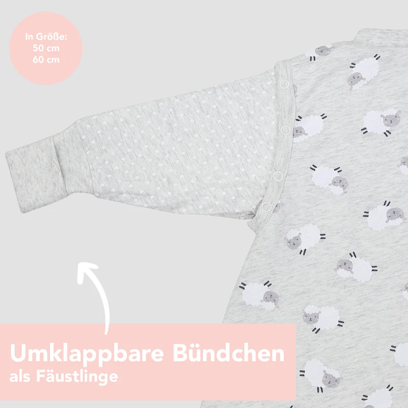 Schlafsack mit Füßen und umklappbaren Bündchen, 2.5 TOG