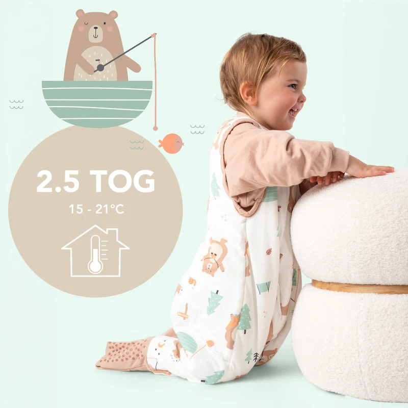 Schlafsack mit Füßen und umklappbaren Bündchen, 2.5 TOG