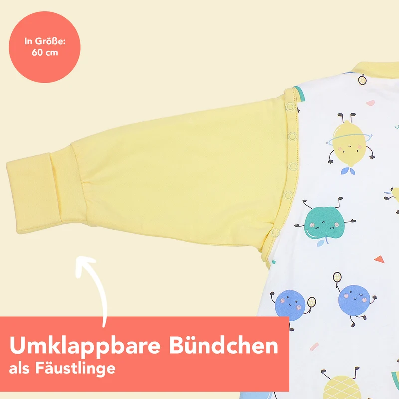 Schlafsack mit Füßen, umklappbaren Bündchen und Ärmeln, 1.0 TOG