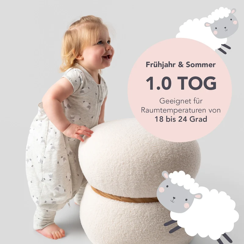 Schlafsack mit Füßen, umklappbaren Bündchen und Ärmeln, 1.0 TOG