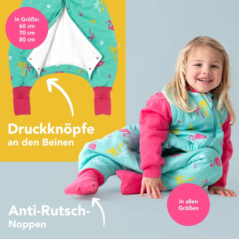 Bio Schlafsack mit Füßen und umklappbaren Bündchen 2.5 TOG