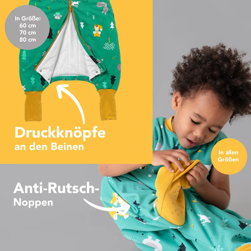 Bio Schlafsack mit Füßen und umklappbaren Bündchen 2.5 TOG