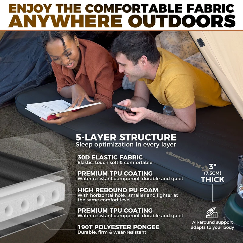 Double Self-Inflating Camping Mattress with Pump