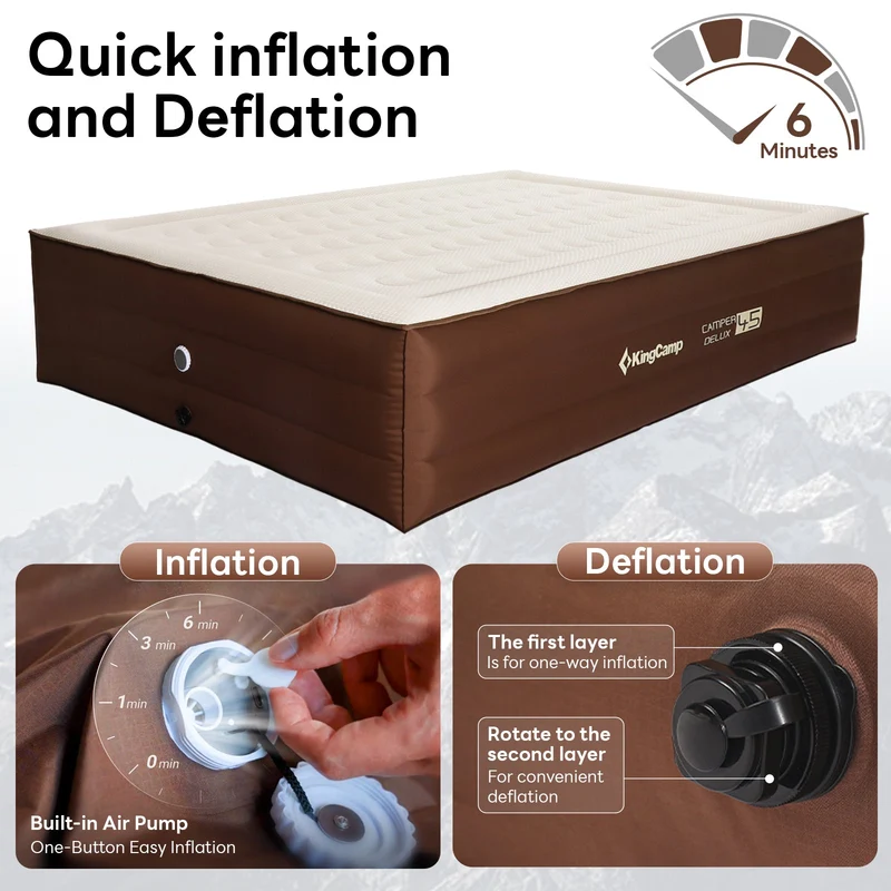 CAMPER DELUX 45 Queen Inflatable Mattress Built in Automatic Pump