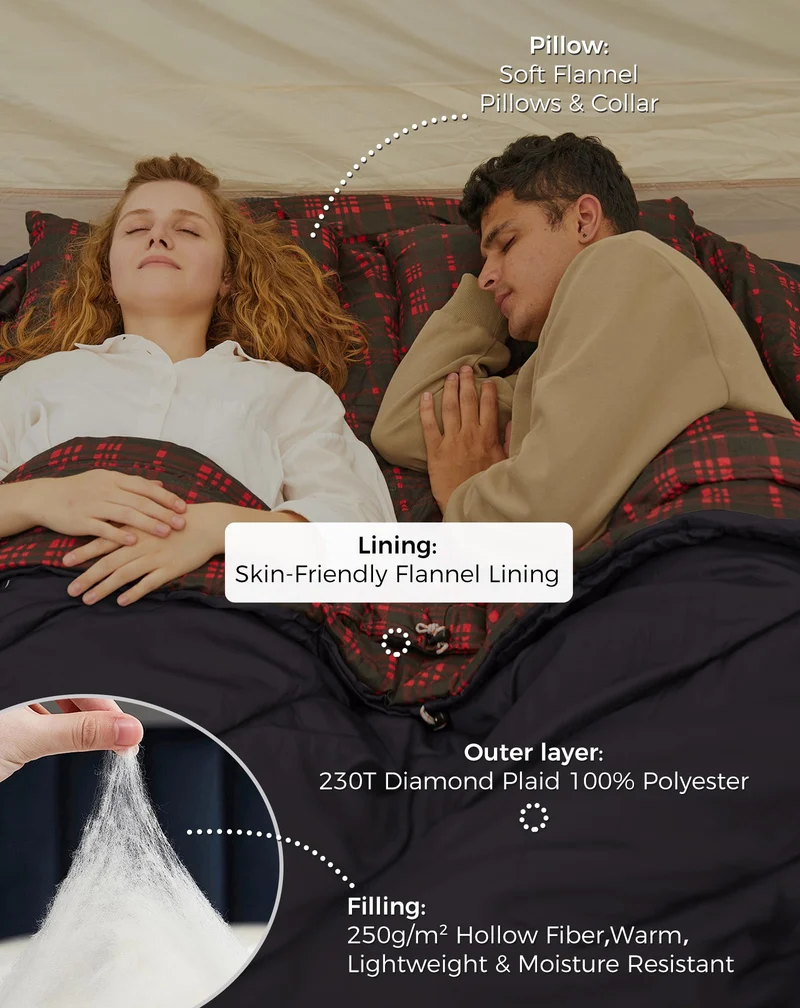 KingCamp FREESPACE 250D Flannel Double-Sized Sleeping Bag