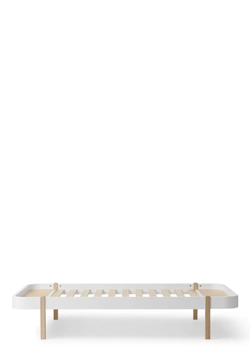 Lounger Bett 'Wood' Weiß/Eiche 200 x 120 cm