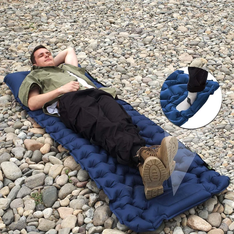 Inflatable Sleeping Pad with Pillow & Built-in Pump