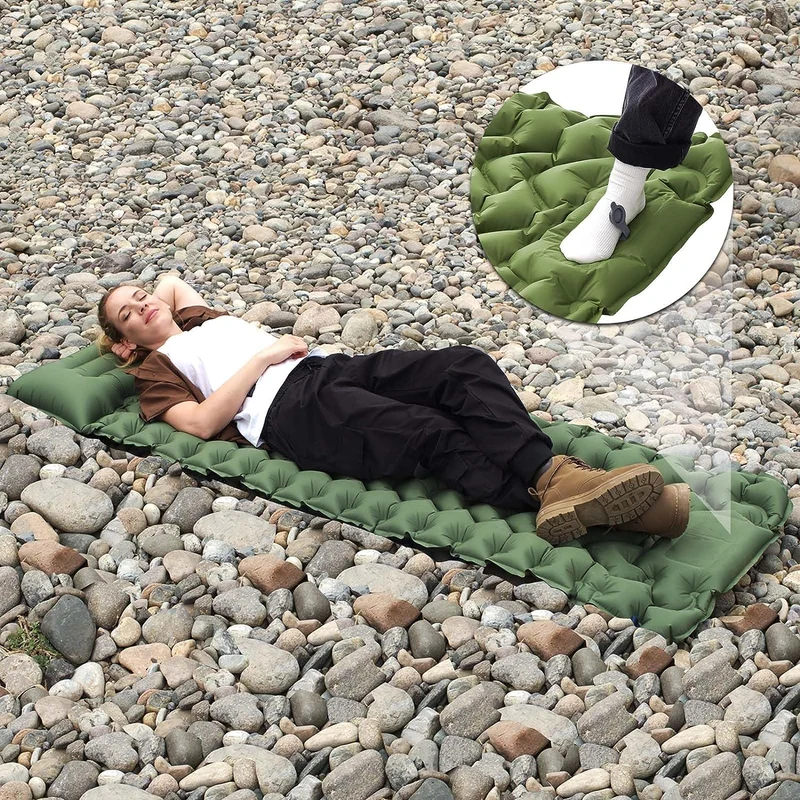 Inflatable Sleeping Pad with Pillow & Built-in Pump