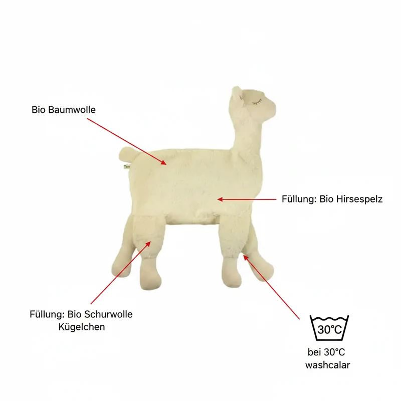 Bio Kuschelkissen Alpaka aus Baumwolle – Spelzfüllung, GOTS