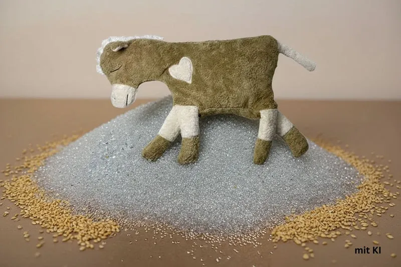 Bio Kuschelkissen Pferd aus Baumwolle – Spelzfüllung, GOTS