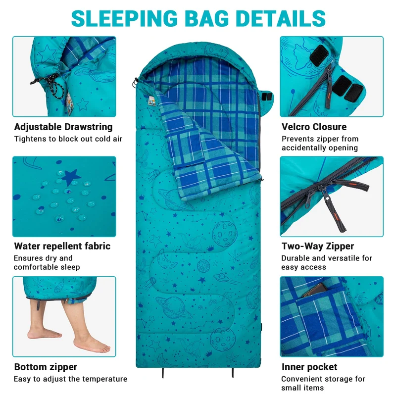 KingCamp Galaxy Zoo C 300 Kids' Hooded Sleeping Bag
