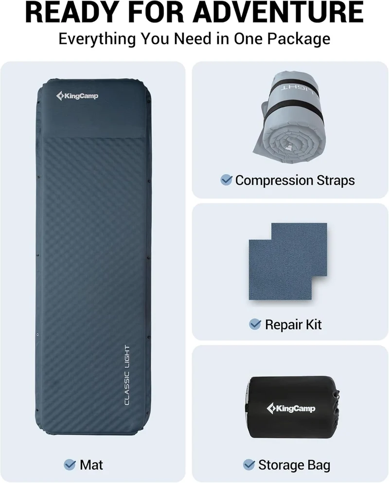 Self-Inflating Sleeping Pad with Pillow-L