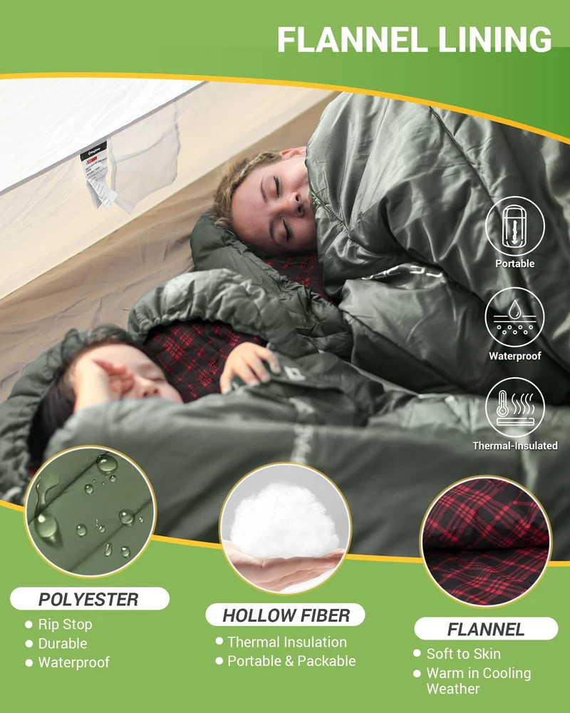 43F Plus Size Flannel 3-4 Season Sleeping Bag