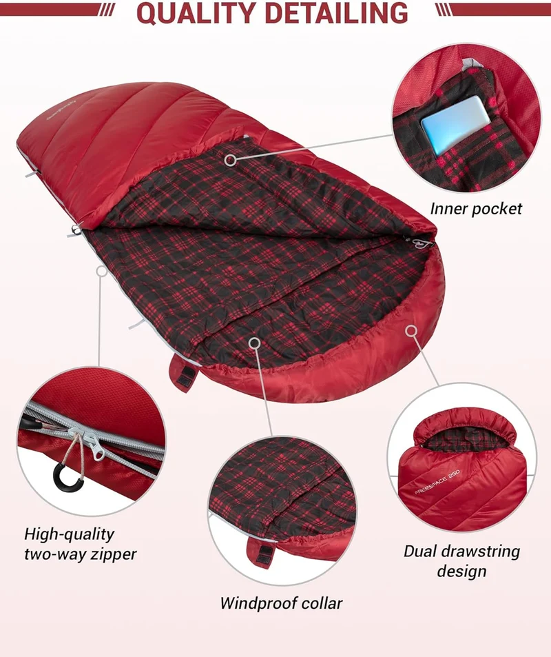 43F Plus Size Flannel 3-4 Season Sleeping Bag