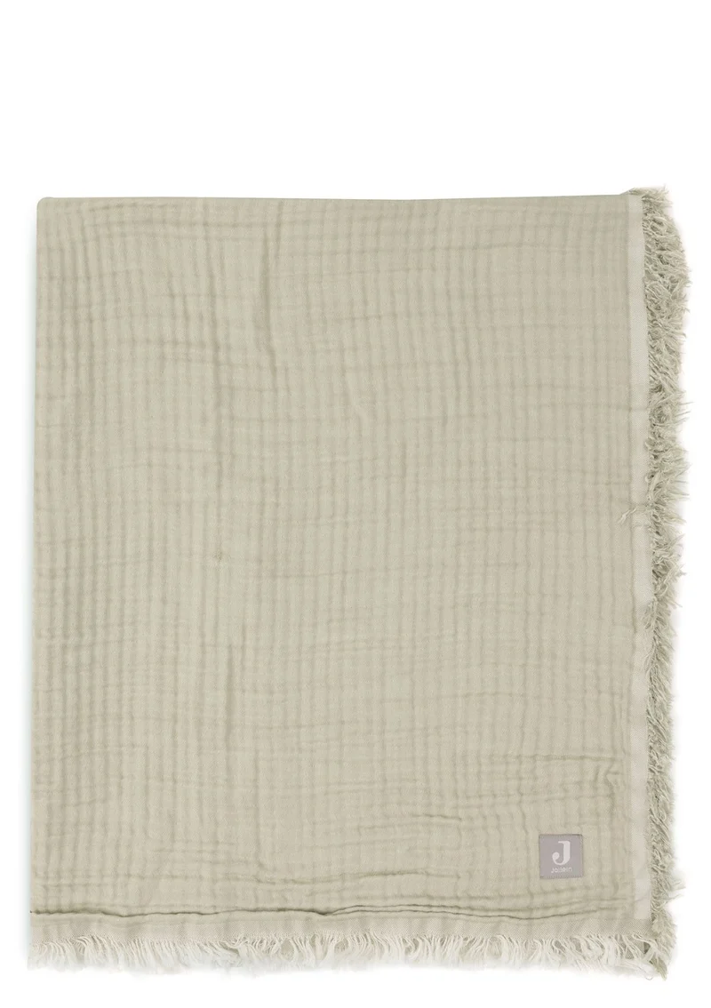 Musselin Decke Wiege 'Fringe' Olive Green 100 x 75 cm