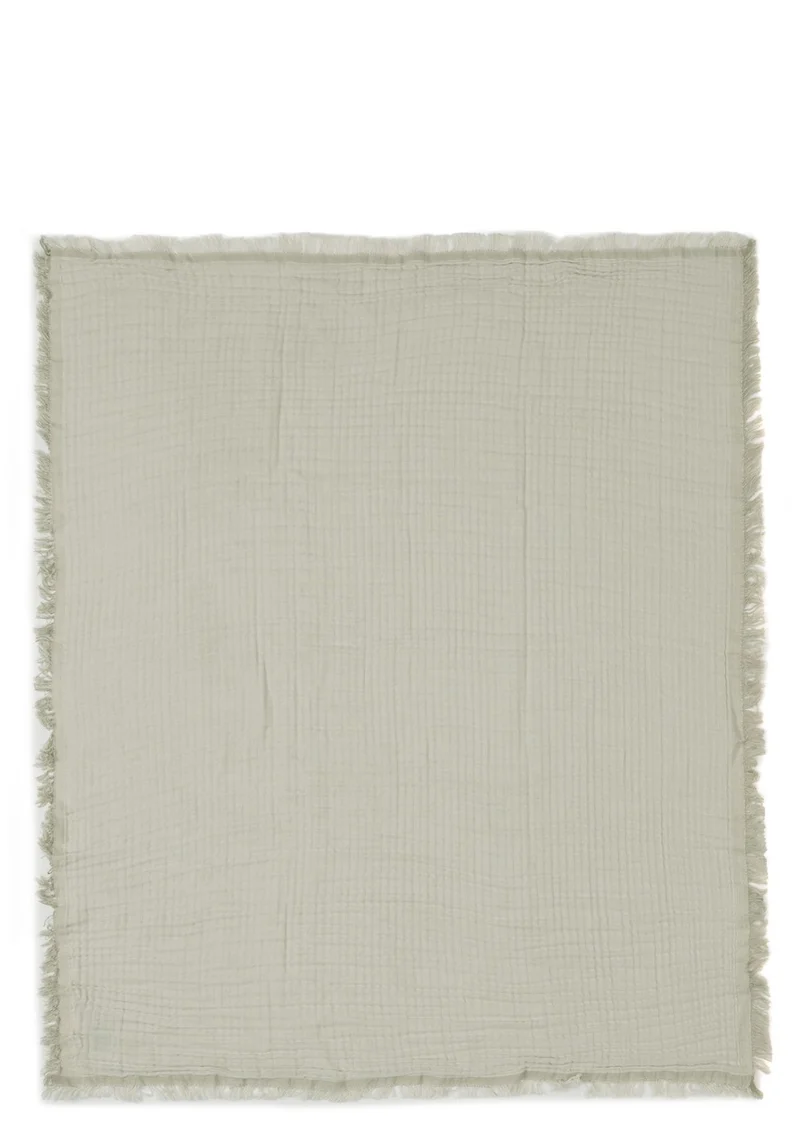 Musselin Decke Wiege 'Fringe' Olive Green 100 x 75 cm