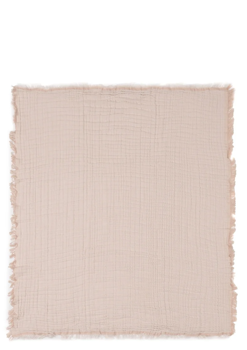 Musselin Decke 'Fringe' Moonstone 120 x 120 cm
