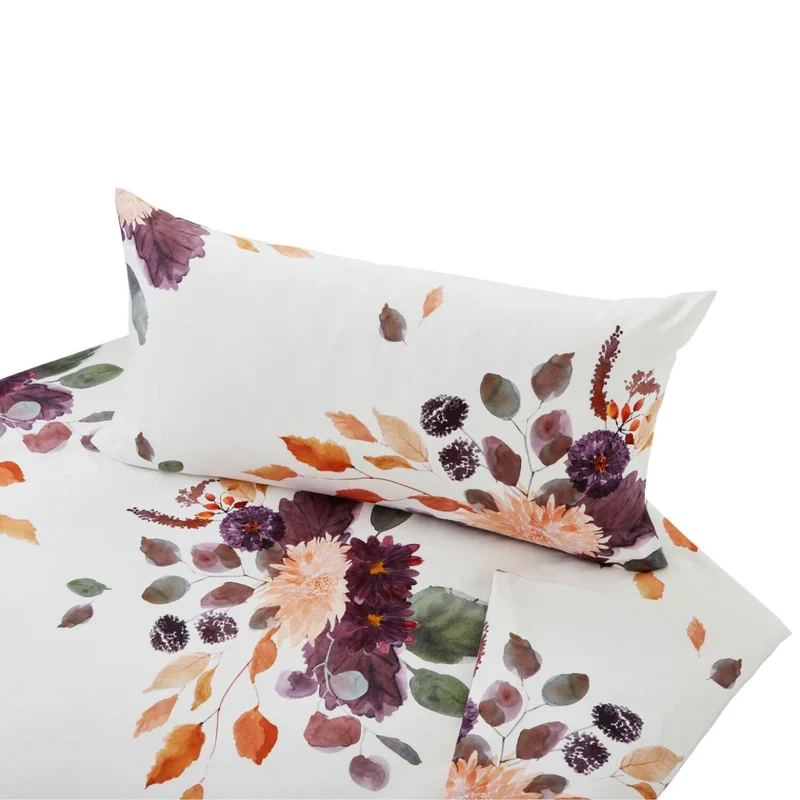 Bio Satin-Bettwäsche Herbstblumen