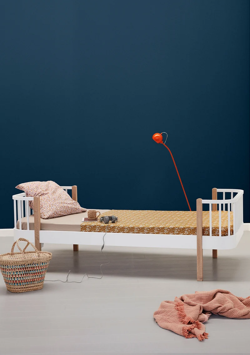 Einzelbett 'Wood Original' Weiß / Eiche 200 x 90 cm
