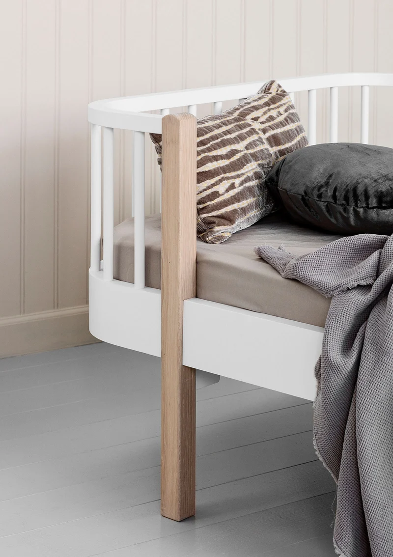 Einzelbett 'Wood Original' Weiß / Eiche 200 x 90 cm