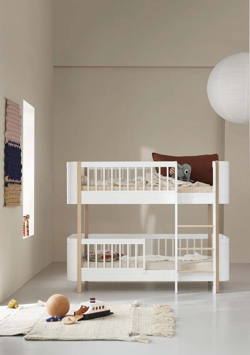 halbhohes Etagenbett 'Wood Mini+' weiß / Eiche 162 x 68 cm