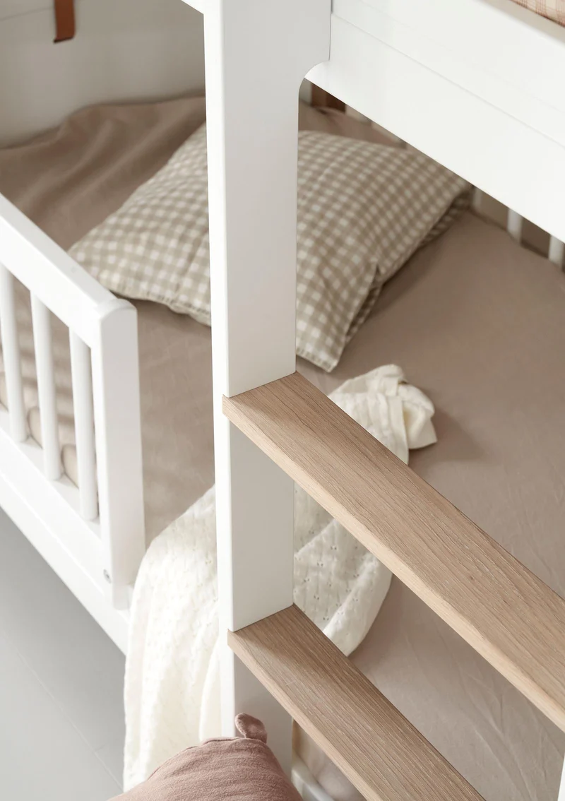 halbhohes Etagenbett 'Wood Mini+' weiß / Eiche 162 x 68 cm